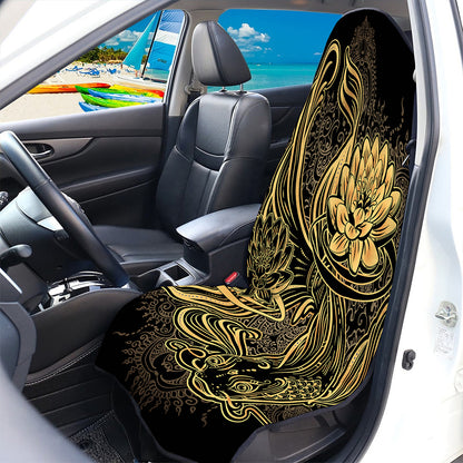 Golden Spiritual Koi Carp Print Waterproof Car Seat Cover