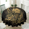 Golden Spiritual Koi Carp Print Waterproof Round Tablecloth