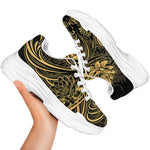 Golden Spiritual Koi Carp Print White Chunky Shoes