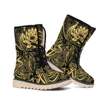 Golden Spiritual Koi Carp Print Winter Boots