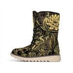 Golden Spiritual Koi Carp Print Winter Boots