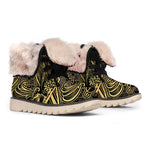 Golden Spiritual Koi Carp Print Winter Boots