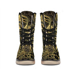 Golden Spiritual Koi Carp Print Winter Boots