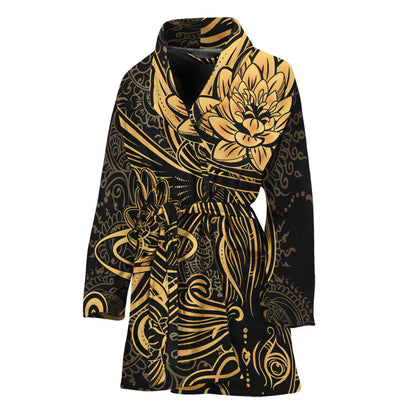 Golden Spiritual Koi Carp Print Women's Bathrobe