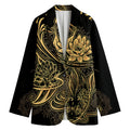 Golden Spiritual Koi Carp Print Women's Blazer