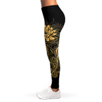 Golden Spiritual Koi Carp Print Women's Leggings