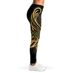 Golden Spiritual Koi Carp Print Women's Leggings