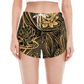 Golden Spiritual Koi Carp Print Women's Split Running Shorts