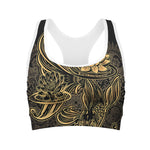 Golden Spiritual Koi Carp Print Women's Sports Bra