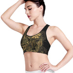 Golden Spiritual Koi Carp Print Women's Sports Bra