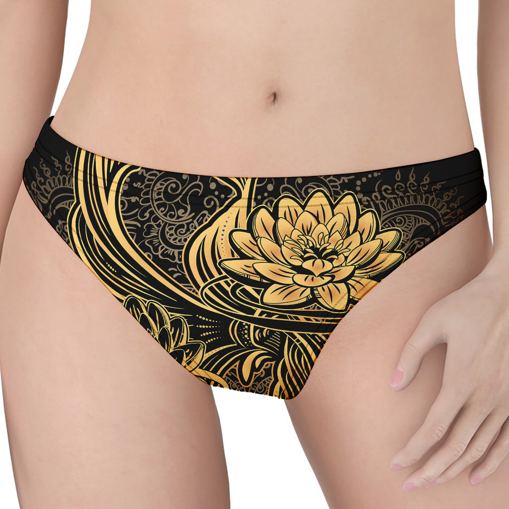 Golden Spiritual Koi Carp Print Women's Thong