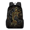 Golden Spiritual Koi Fish Print 17 Inch Backpack