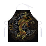 Golden Spiritual Koi Fish Print Adjustable Apron