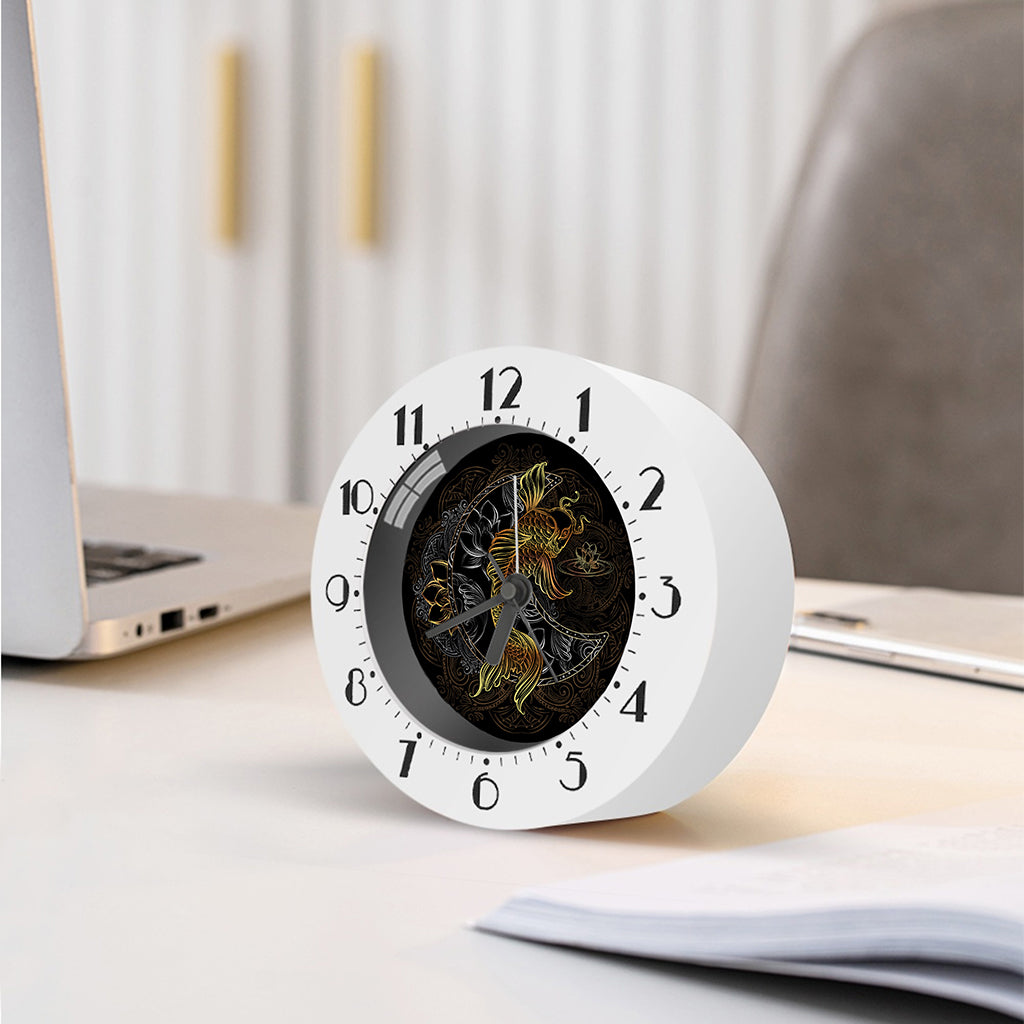 Golden Spiritual Koi Fish Print Alarm Clock