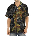 Golden Spiritual Koi Fish Print Aloha Shirt
