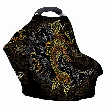 Golden Spiritual Koi Fish Print Baby Seat Cover