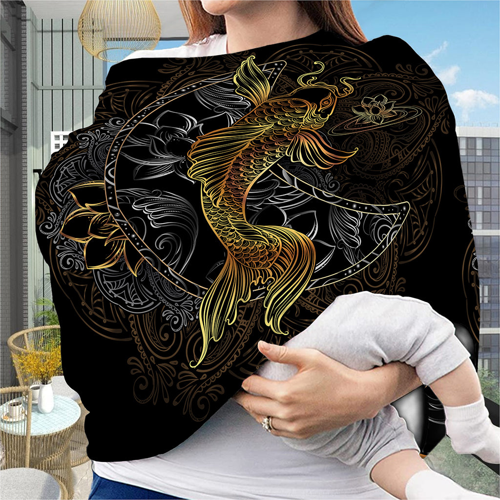 Golden Spiritual Koi Fish Print Baby Seat Cover