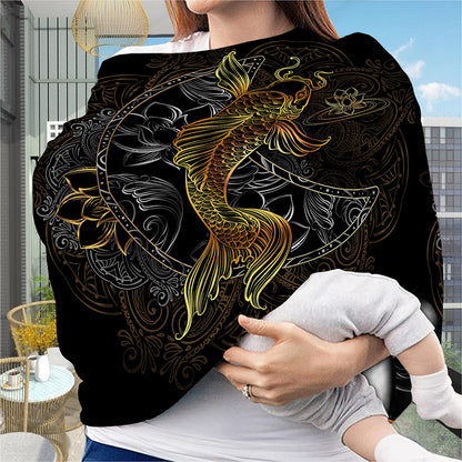 Golden Spiritual Koi Fish Print Baby Seat Cover