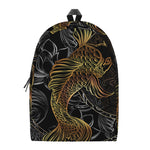 Golden Spiritual Koi Fish Print Backpack