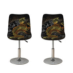 Golden Spiritual Koi Fish Print Bar Stool Covers