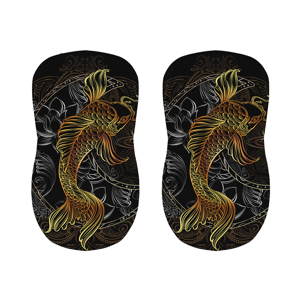 Golden Spiritual Koi Fish Print Bar Stool Covers