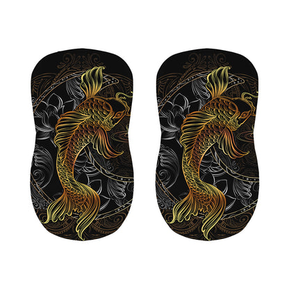 Golden Spiritual Koi Fish Print Bar Stool Covers