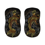 Golden Spiritual Koi Fish Print Bar Stool Covers