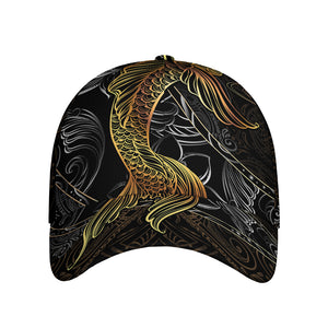 Golden Spiritual Koi Fish Print Baseball Cap