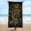 Golden Spiritual Koi Fish Print Beach Towel