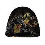 Golden Spiritual Koi Fish Print Beanie