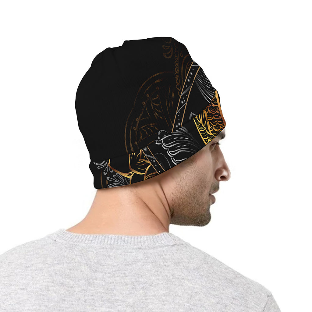 Golden Spiritual Koi Fish Print Beanie