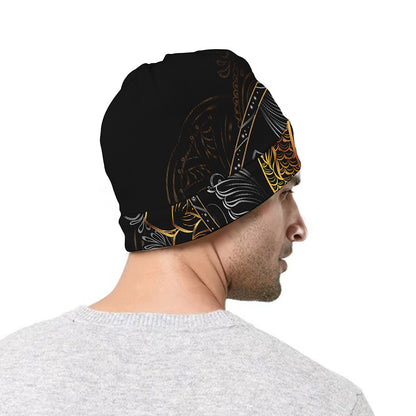 Golden Spiritual Koi Fish Print Beanie
