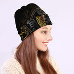 Golden Spiritual Koi Fish Print Beanie
