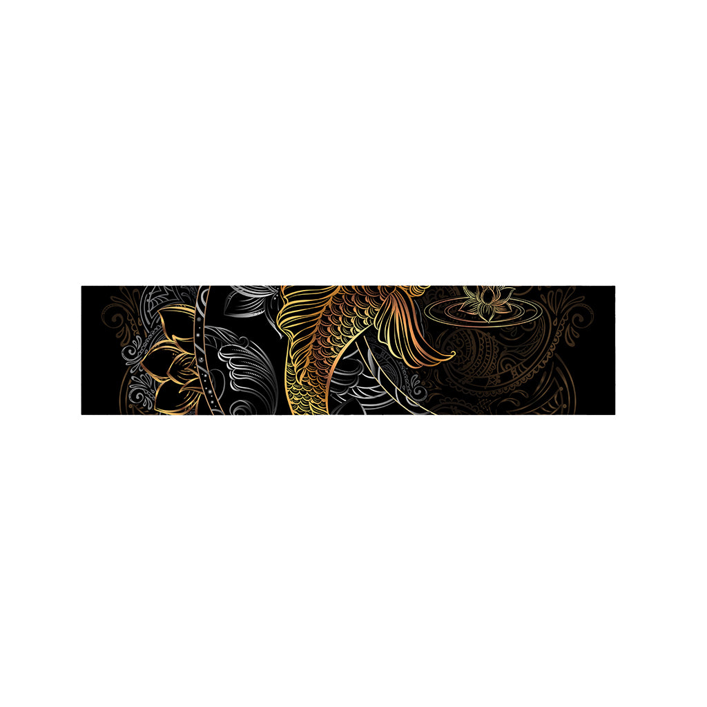 Golden Spiritual Koi Fish Print Bed Runner