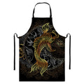 Golden Spiritual Koi Fish Print Bib Apron With Pocket