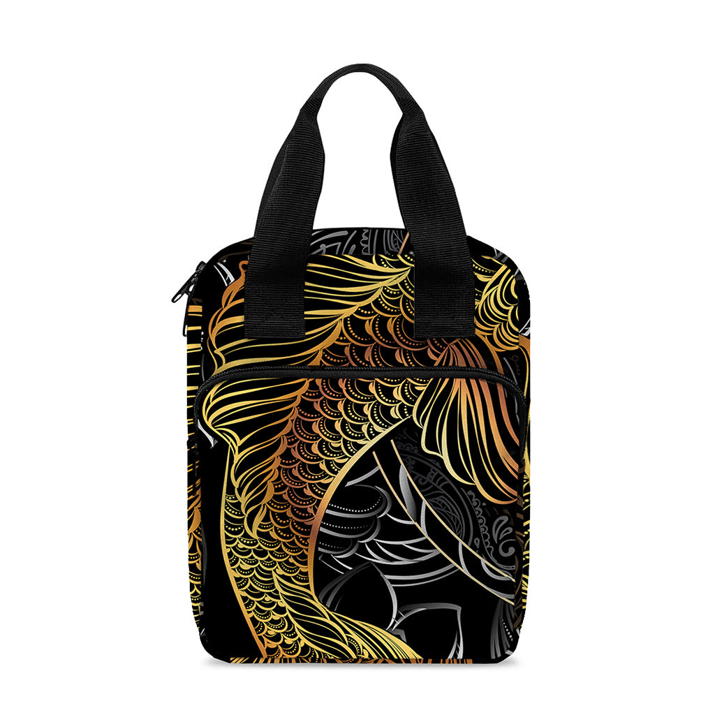 Golden Spiritual Koi Fish Print Bible Tote Bag