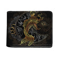Golden Spiritual Koi Fish Print Bifold Wallet