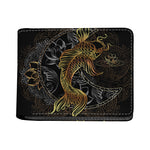 Golden Spiritual Koi Fish Print Bifold Wallet