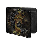 Golden Spiritual Koi Fish Print Bifold Wallet