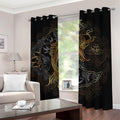 Golden Spiritual Koi Fish Print Dimout Grommet Curtains