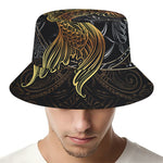 Golden Spiritual Koi Fish Print Bucket Hat