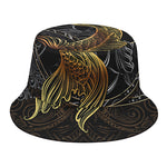 Golden Spiritual Koi Fish Print Bucket Hat