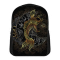 Golden Spiritual Koi Fish Print Casual Backpack