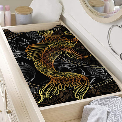 Golden Spiritual Koi Fish Print Changing Pad Cover