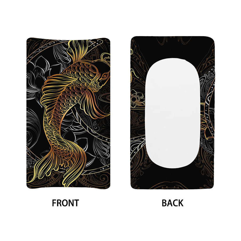Golden Spiritual Koi Fish Print Changing Pad Cover