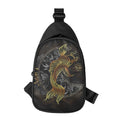 Golden Spiritual Koi Fish Print Sling Bag