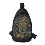 Golden Spiritual Koi Fish Print Chest Bag