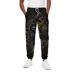 Golden Spiritual Koi Fish Print Cotton Pants