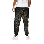 Golden Spiritual Koi Fish Print Cotton Pants