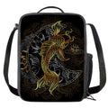 Golden Spiritual Koi Fish Print Crossbody Lunch Bag